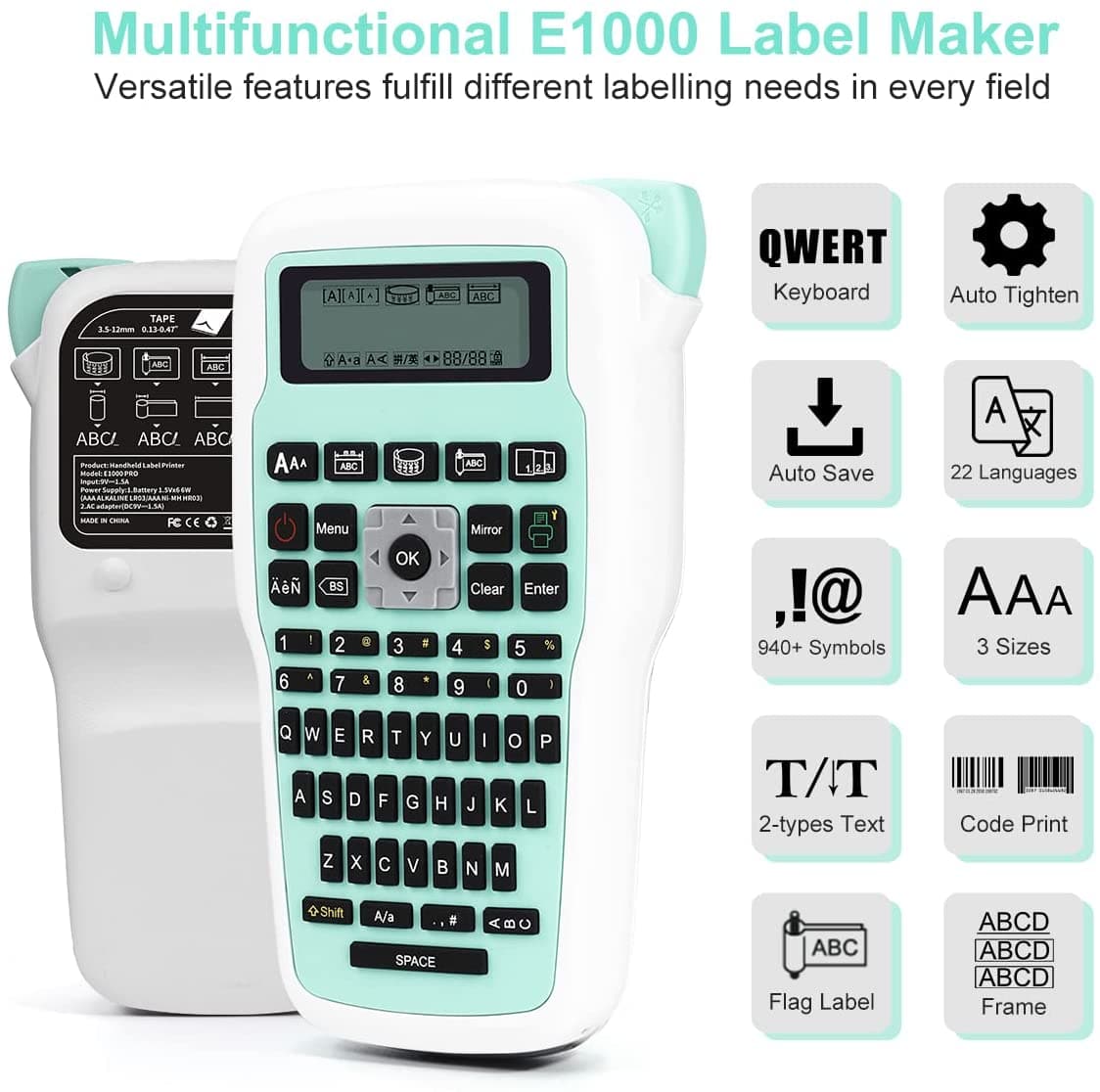 E1000 Handheld Industrial Label Maker | Green - Phomemo