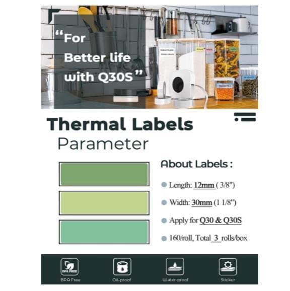 14 X 30mm White Label for Q30S/ Q30 - 3 Rolls - Phomemo