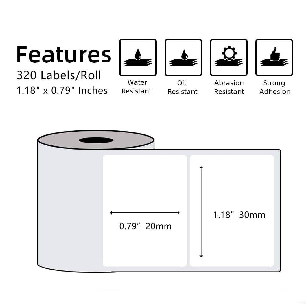 30 X 20mm Square White For M110/M120/M200/M220/M221 - 3 Rolls - Phomemo