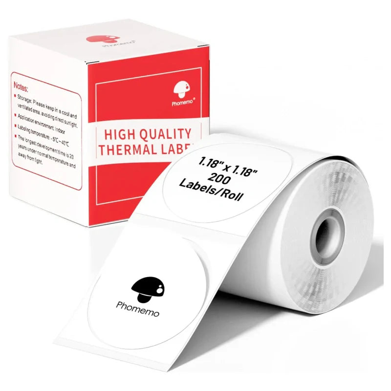 30 X 30mm Round White Thermal Label For M110/M120/M200/M220/M221-1 Roll-Phomemo 