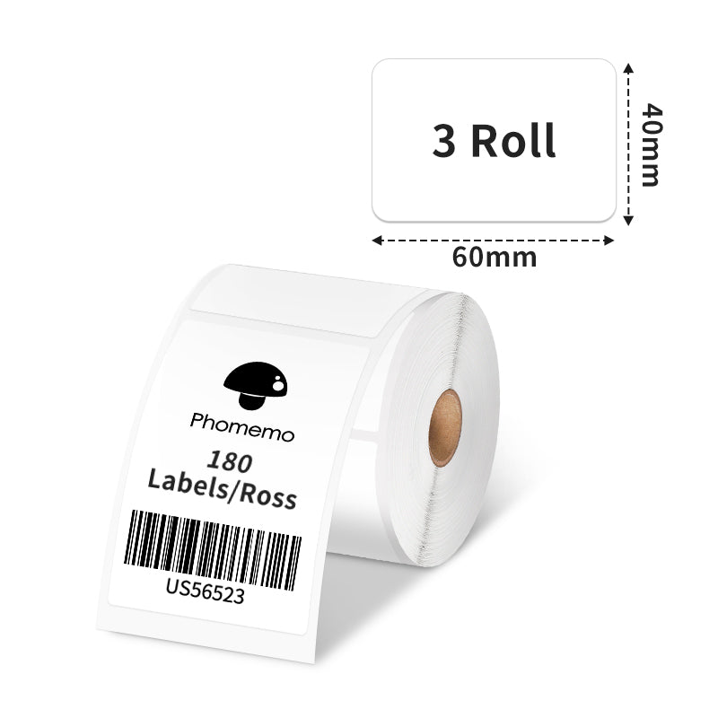 60 X 40mm Square White Label for M200/M220/M221 - 3 Roll - Phomemo