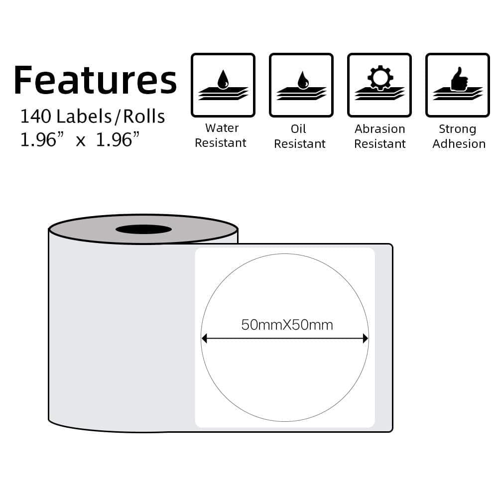 50 X 50mm Transparent Round Flower Frame D Label for M200/M220/M221 - 1 Roll - Phomemo