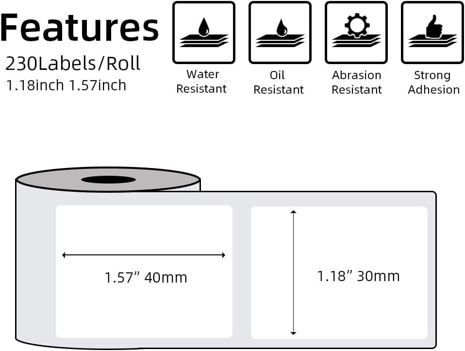 Phomemo 30x40mm Square White Thermal Label for M110/M120/M200/M220/M221