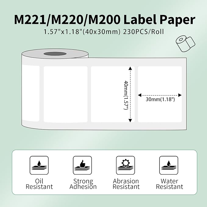 Phomemo 40mmx30mm Gold Thermal Label for M110/M220/M221/M200/M120-6Roll