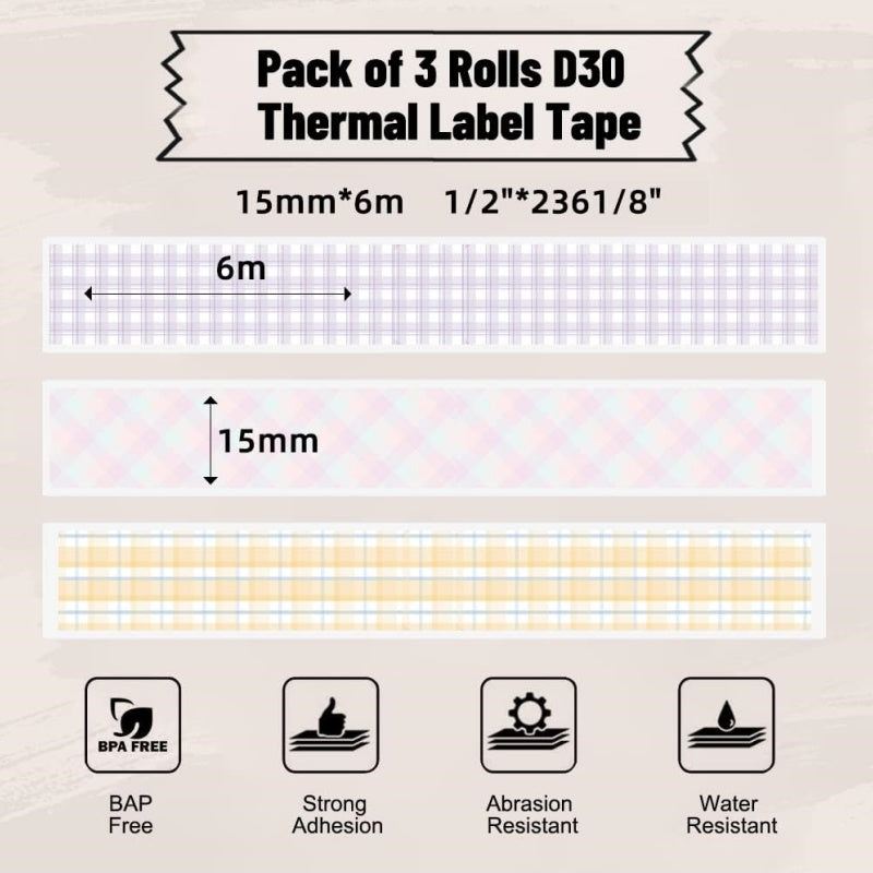 Phomemo 6m x 15mm Grid Square Label for D30 / Q30 / Q30S