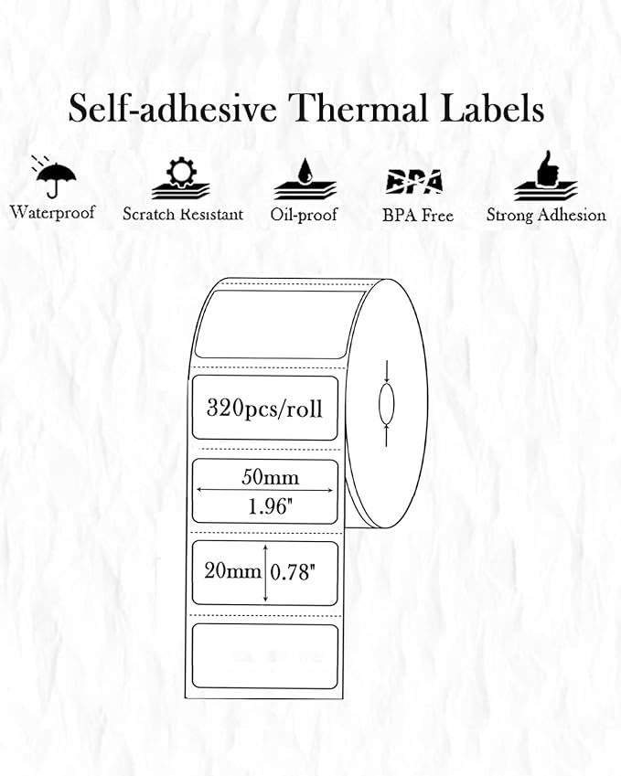 Phomemo 50 X 20mm Square White Thermal Label For M220/M200/M120/M110/M221-3 Roll-phomemo