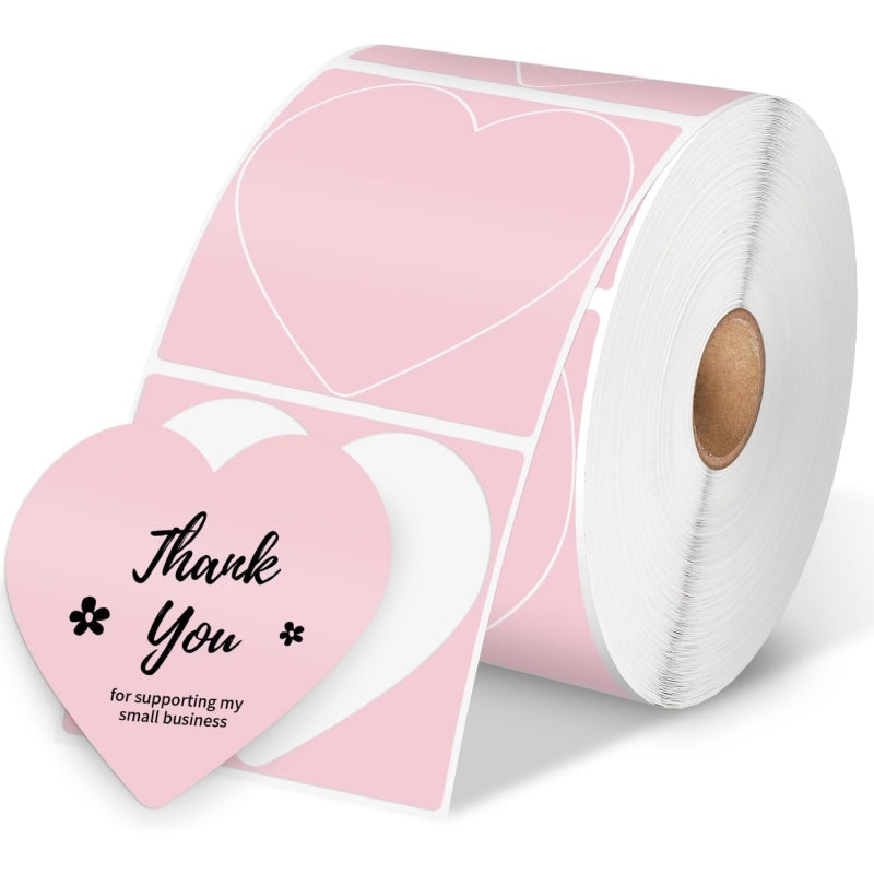 Phomemo 3” Pink Heart Thermal Labels for Shipping Label Printer