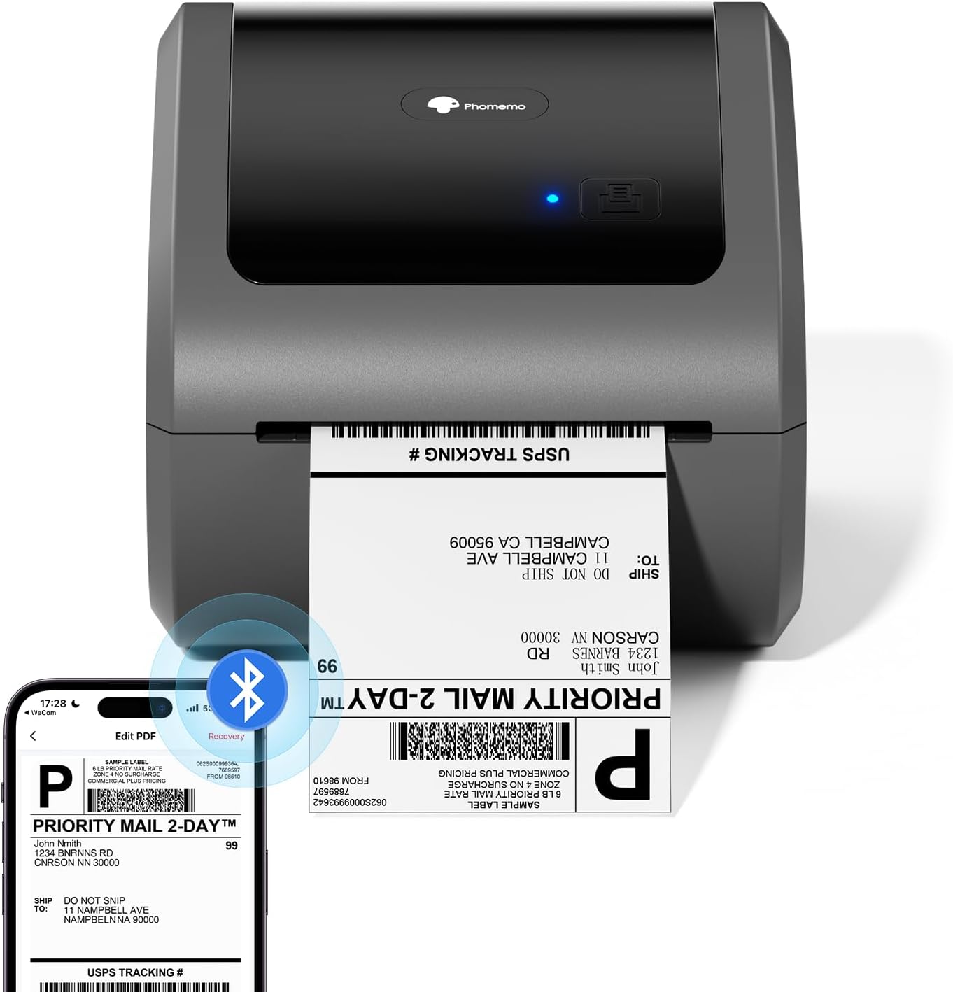 TATTMUSE DHL Etikettendrucker Bluetooth, Versandetiketten Drucker 4x6 für Barcode, 2411BT Etikettiergerät Label Printer Unterstützt iOS, Android, Windows und Mac, Kompatibel mit , Shopify, Etsy TATTMUSE DHL Etikettendrucker Bluetooth, Versandetiketten Drucker 4x6 für Barcode, 2411BT Etikettiergerät Label Printer Unterstützt iOS, Android, Windows und Mac, Kompatibel mit , Shopify, Etsy