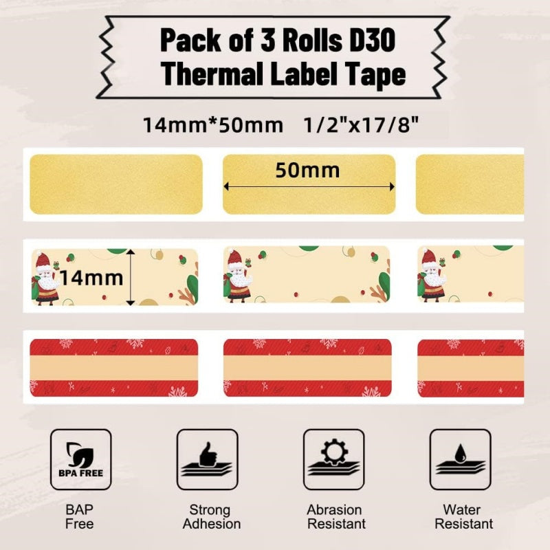 Phomemo D30 / Q30 / Q30S Label Maker Tape Christmas Pattern