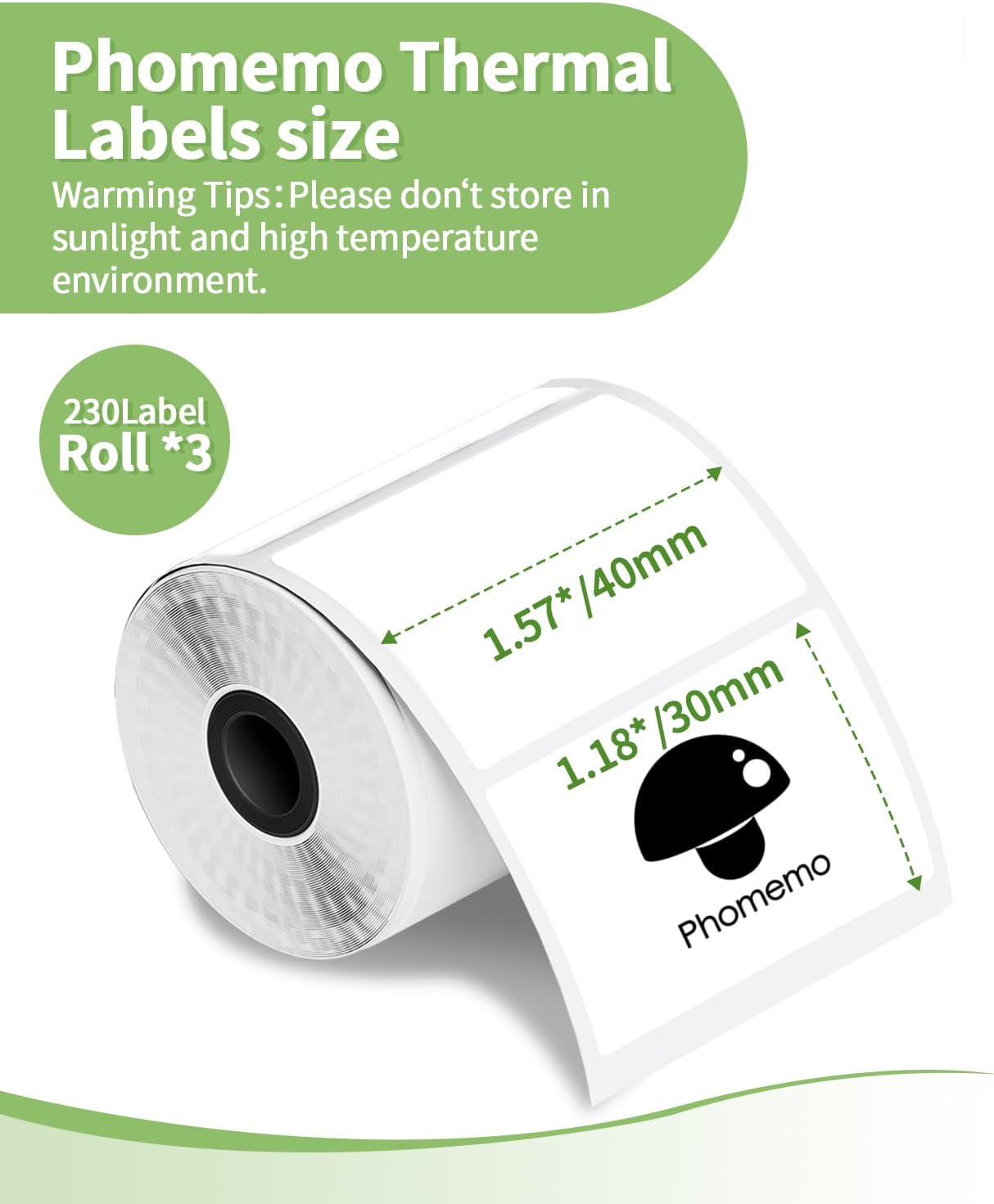 40 X 30mm Square Multi-Color Label for M110/ M120/ M200/ M220/ M221-3 Roll-Phomemo