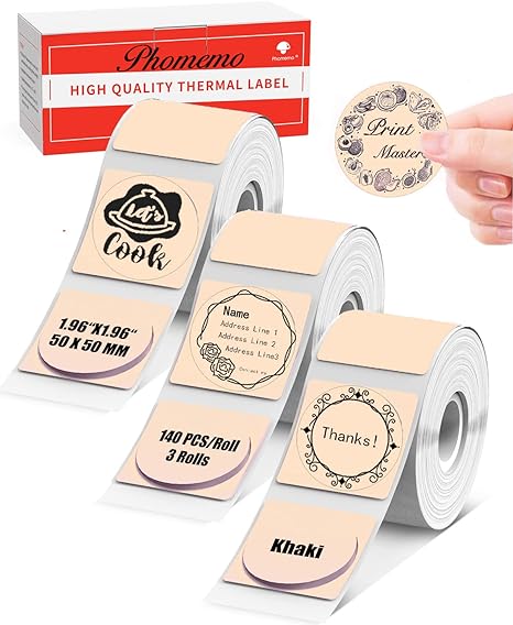 Phomemo 50X50mm Labels for M220/M200/M221/M120/M110 Printer-3Rolls