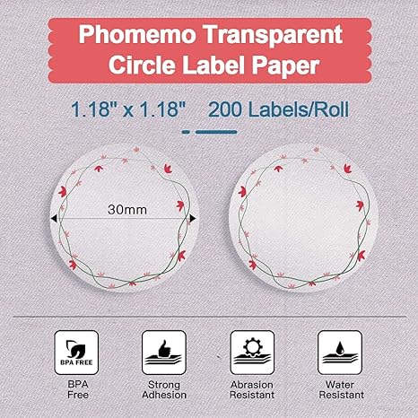 30 X 30mm Round Abstract Pattern Thermal Label for M110/M120/M221M200/M220-1 Roll-Phomemo