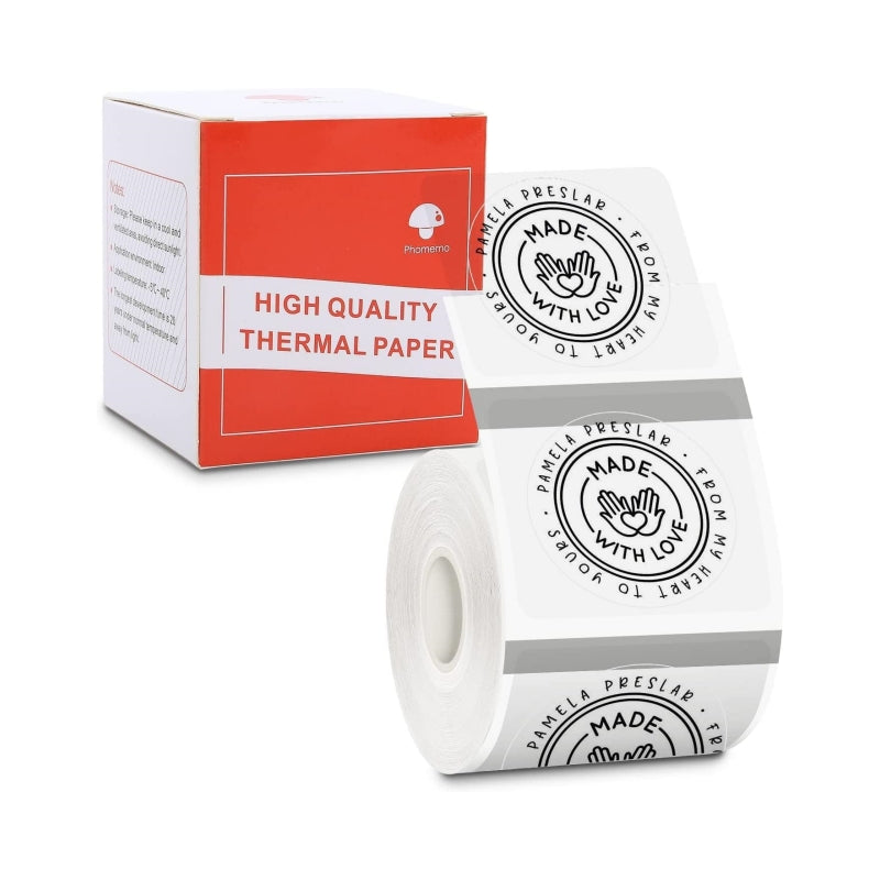 Phomemo 50x50mm Round Transparent Thermal 2 Label for M110/M120/M200/M220/M221-1 Roll