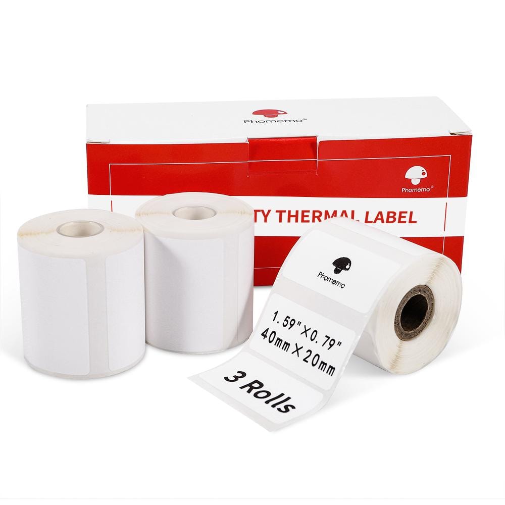 40 X 20mm Square White for M110/M120/M200/M220/M221 - 3 Rolls - Phomemo