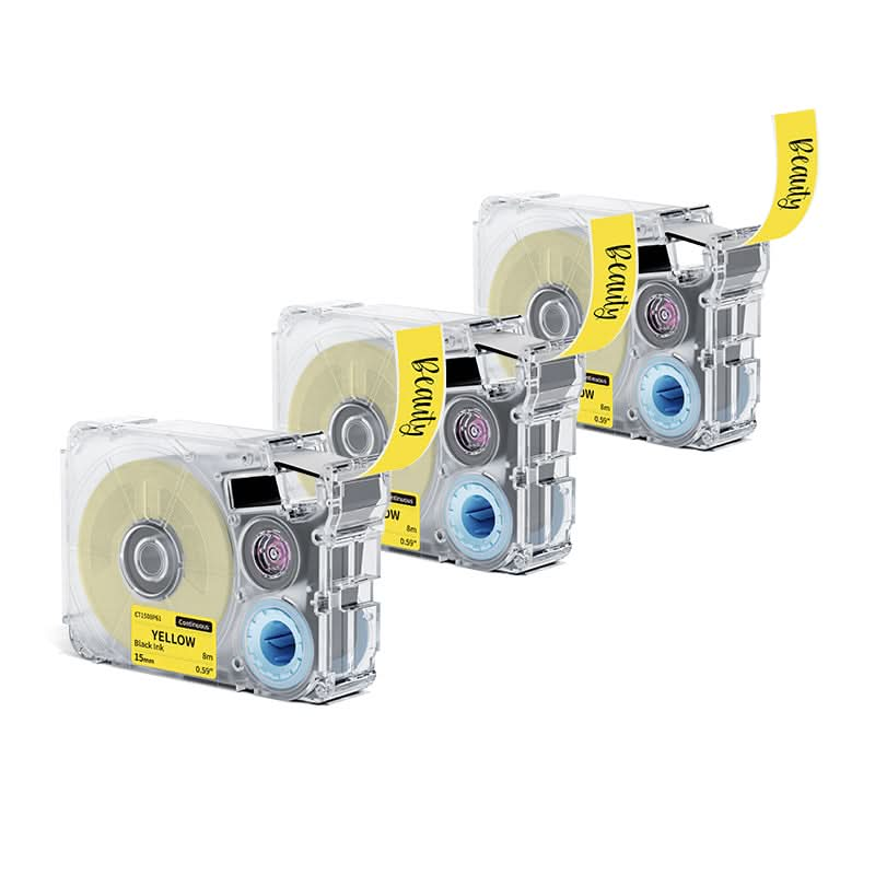 Phomemo 15mmx8m  Black on Yellow Continuous Label Tapes for P15