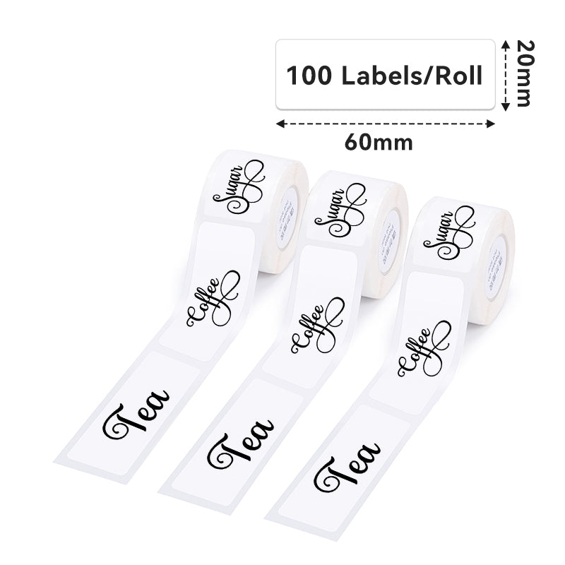 Phomemo 20x60mm White Adhesive Thermal Label for D50-Label Dimensions