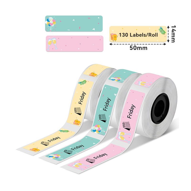 Phomemo 14x50mm Party Pattern Label for D30/D35/Q30/Q30S - Label Dimensions