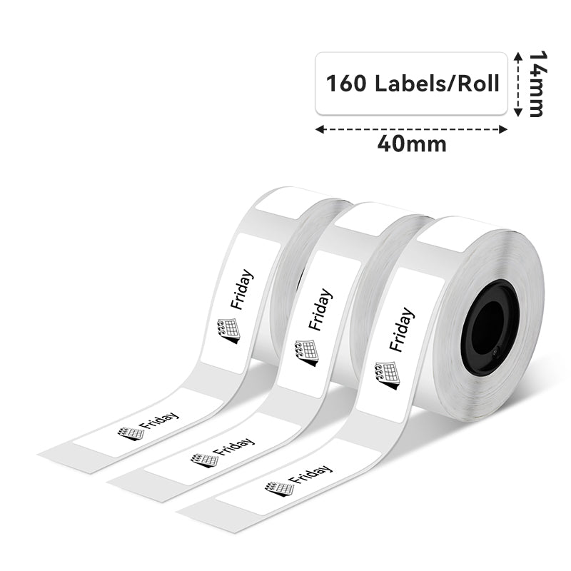 Phomemo 14x40mm White Label for D30/D35/Q30/Q30S - 3 Rolls Label Dimensions