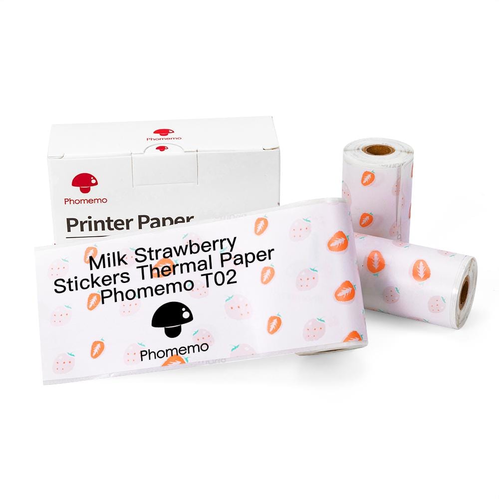 Pattern Sticker 20-Year Long-Lasting Strawberry Milk Thermal Paper For T02 & M02Xح3 Rolls - Phomemo