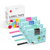 Phomemo 4Pack White on Black&Turanuoise Blue&Blue&Pink Label Maker Tape for P3200