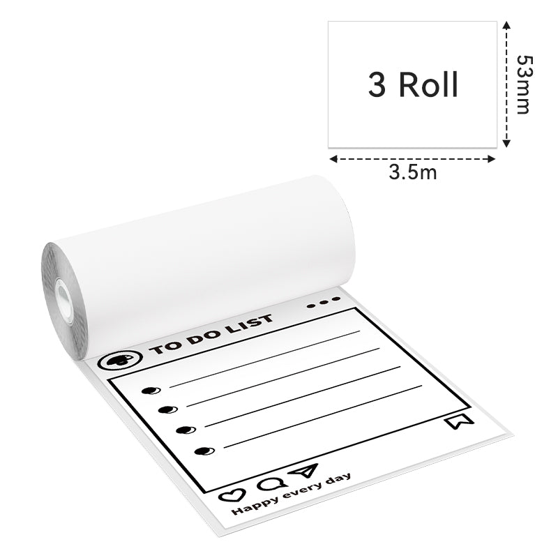 Phomemo 53mm White/Semi-transparent/Transparent Sticker Thermal Paper For M02/M02S/M02Pro/M03/M03AS/M04S/M04AS Thermal Paper Dimensions