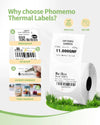 Phomemo 70x70mm round transparent thermal label is BPA Free and requires no ink.