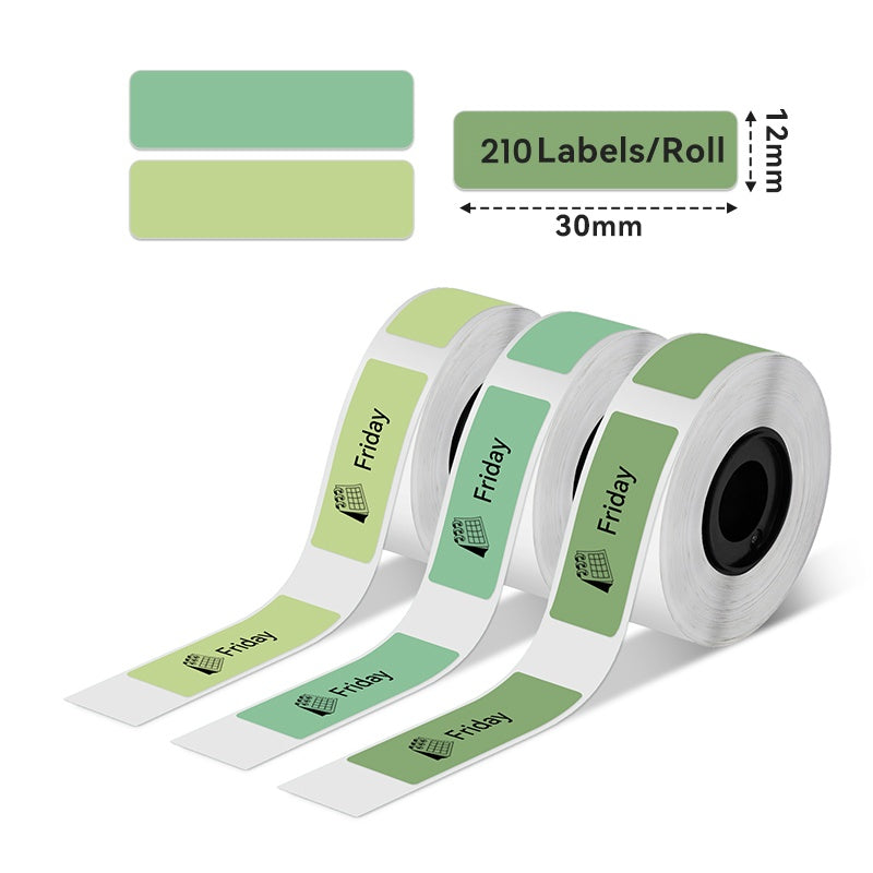 Phomemo Green Label mesures 12x30mm, perfect for D30/D35/Q30/Q30S