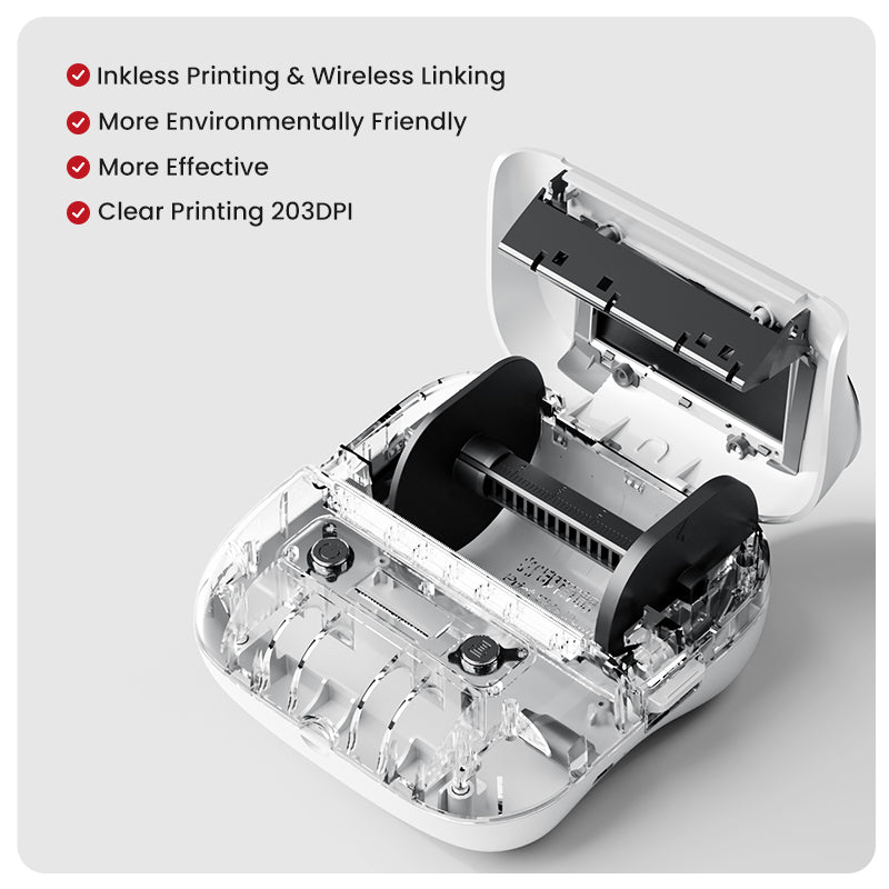 Phomemo M220 labelprinter, bluetooth, draagbaar etiketteerapparaat, Bluetooth thermo-labelprinter voor barcode, detailhandel, kleine bedrijven, met telefoons en pc-systeem, wit Phomemo M220 labelprinter, bluetooth, draagbaar etiketteerapparaat, Bluetooth thermo-labelprinter voor barcode, detailhandel, kleine bedrijven, met telefoons en pc-systeem, wit
