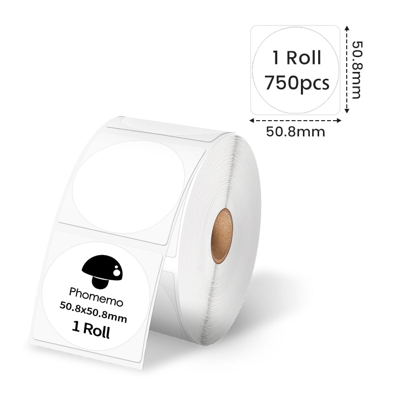 Phomemo 2" Round Thermal Label For Shipping Label Printer (750 Labels/Roll)