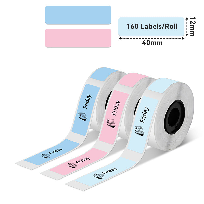 Phomemo 12x40mm Pink/Blue/Wathet thermal Label for D30/D35/Q30/Q30S-Label Dimensions