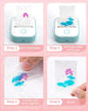 Phomemo T02 printer step-by-step guide to print and layer flower on transparent thermal sticker paper
