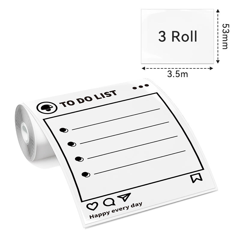 Phomemo 53mm Transparent Sticker Long-Lasting Thermal Paper for T02 Thermal Paper Dimensions