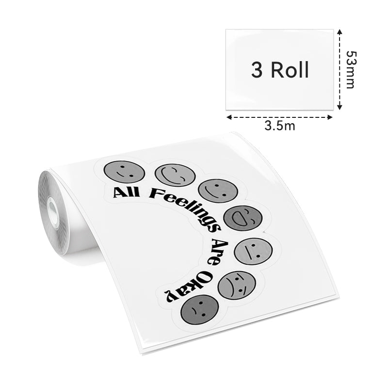 Phomemo 53mm Transparent Sticker Long-Lasting Thermal Paper for T02 Thermal Paper Dimensions