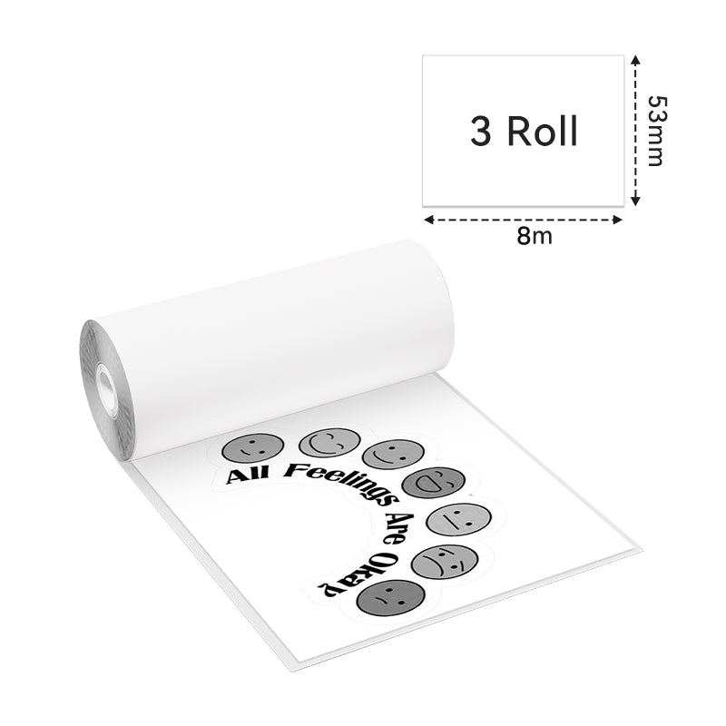 Dimension of Phomemo 53mm White Non-Adhesive 10-Year-Lasting Thermal Paper For M02/M02S/M02Pro/M03/M03AS/M04S/M04AS Thermal Paper Dimensions