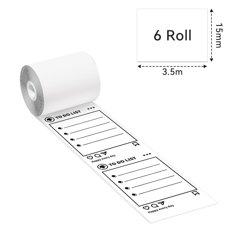 Phomemo 15mm Black on White Sticker Paper for M02PRO/ M02S/ M03AS/M04AS Thermal Paper Dimensions