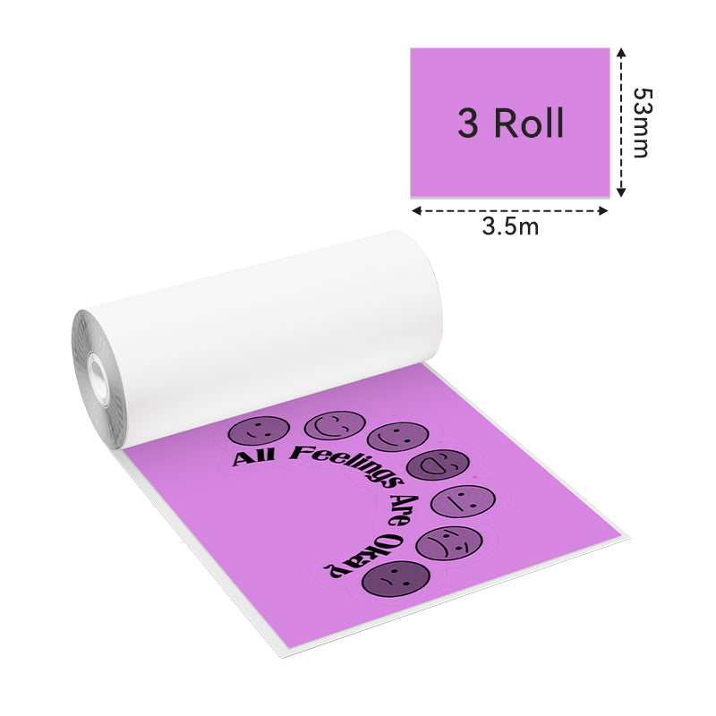 Dimension of Phomemo 53mm Purple/Rose-Red/Orange Sticker 20-Year-Lasting Thermal Paper for M02/M02S/M02Pro/M03/M03AS/M04S/M04AS/M832