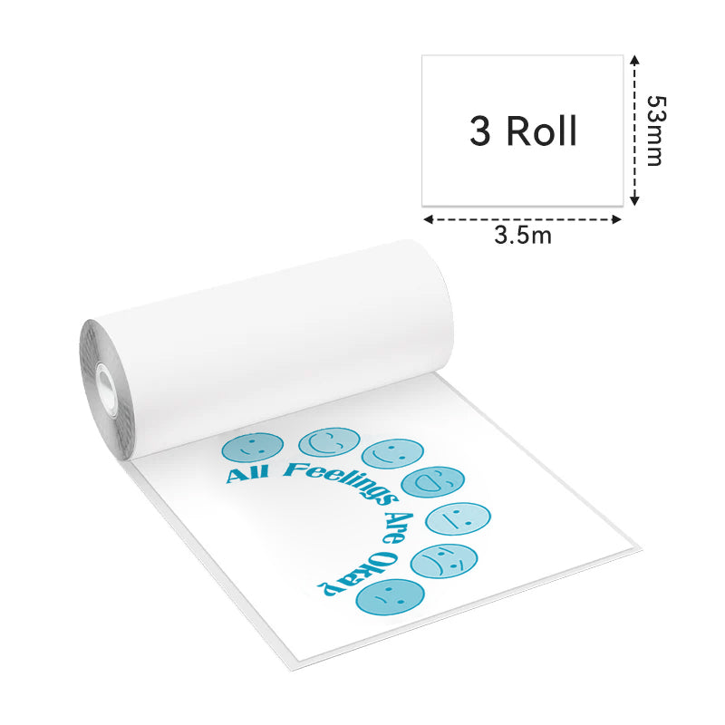 Phomemo 53mm Rose/Blue/Green on Transparent Sticker Thermal Paper for T02/M02X/M02/M02S/M02Pro/M03/M03AS/M04S/M04AS/M832丨3 Rolls