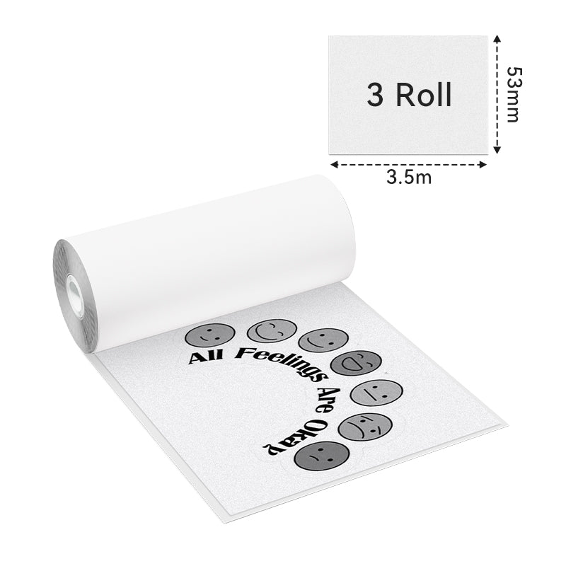 Dimension of Phomemo 53mm Silver Sparkle Sticker Thermal Paper for M02/M02S/M02Pro/M03/M03AS/M04S/M04AS/M832ح3 Rolls