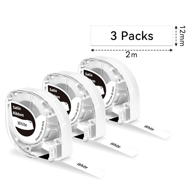 Phomemo 12mmx2m Black on White Iron-On Fabric Tapes for P12 / P12PRO Label Tape Dimensions