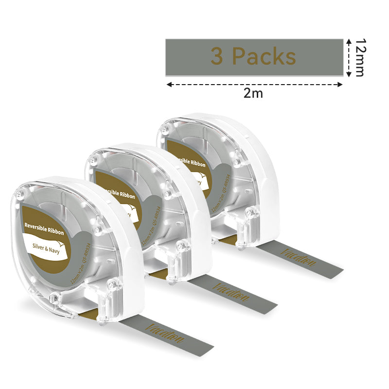 Phomemo 12mm Gold on Silver&Dark Blue Satin Ribbon Tapes for P12/P12PRO-Tapes Dimensions