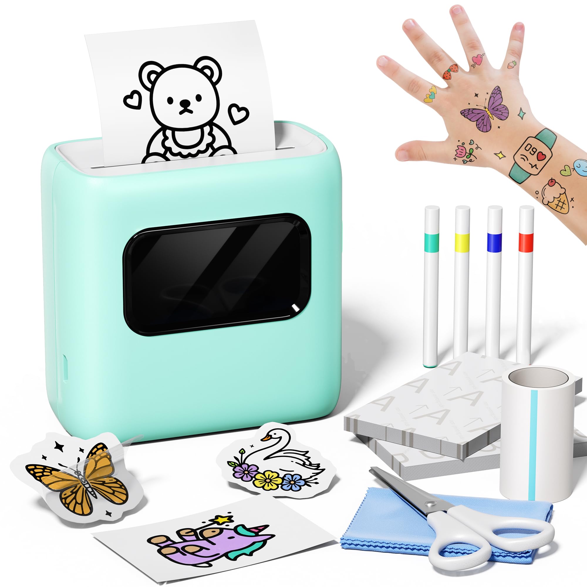 Phomemo TK20 Bluetooth Temporary Tattoo Printer with 40Pcs Temporary Tattoo Paper & 4 Markers - Phomemo